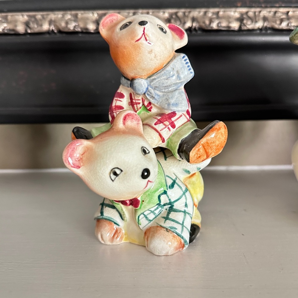 Adorable Bear Figurine Duo